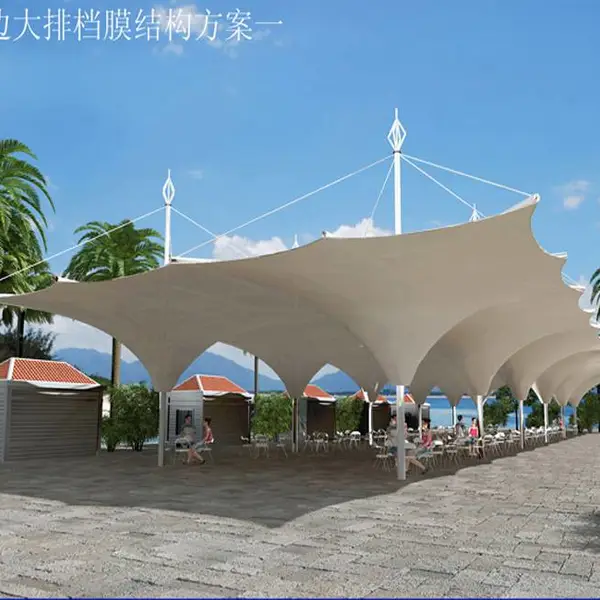 顺飞龙膜结构雨棚 用PVDF建筑膜材 拉力强 设计丰富的造型