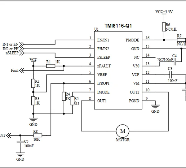 TOLL车规级IC TMI8116-Q1内建电流检测有刷马达驱动