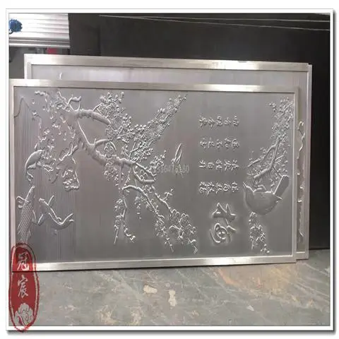 立体3D效果仿古铜铝板雕刻壁画酒店大堂背景墙手工锻打浮雕挂件