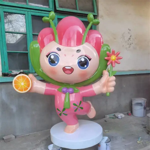 公司卡通IP形象雕塑 玻璃钢卡通公仔人物模型景观摆件
