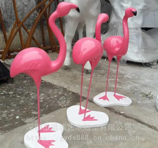 景区玻璃钢火烈鸟雕塑树脂纤维仿真鸟模型农场婚庆摆件港城雕塑