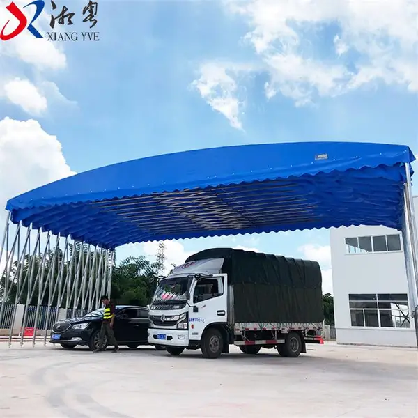 抚州临川 定制电动户外伸缩移动车棚仓库推拉遮阳防雨棚XYLC-03