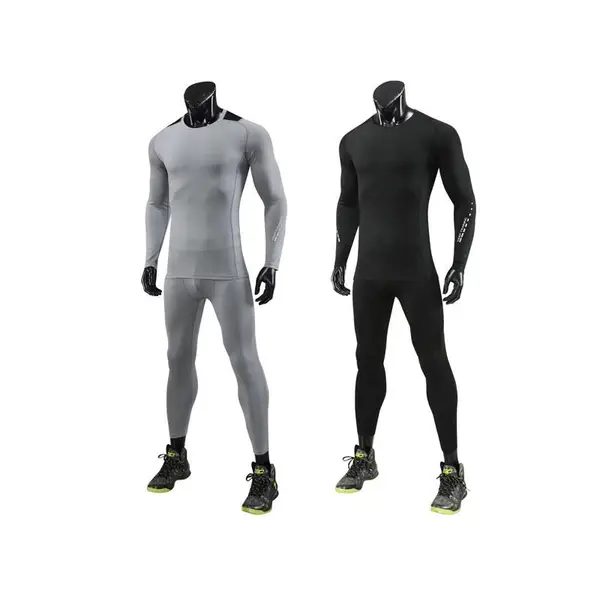 夜晨跑步速干紧身衣健身衣服男运动保暖套装篮球训练服打底裤长袖