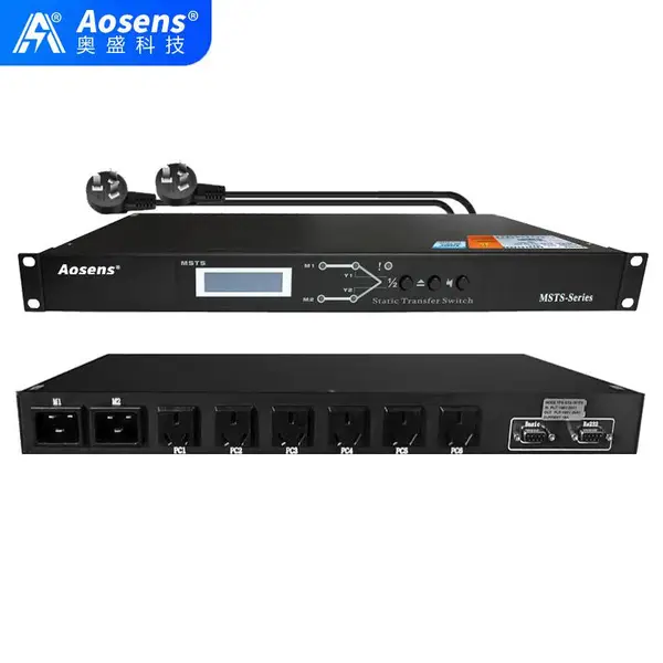 Aosens奥盛 1U 16A 220V 静态转换开关PDU双电源 自动切换器 AS-MSTS16A