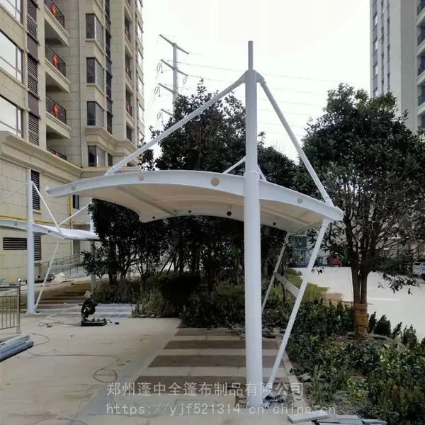 定制加工SFMJG4956摩托停车雨篷 安装膜结构车棚 PVC建筑膜布