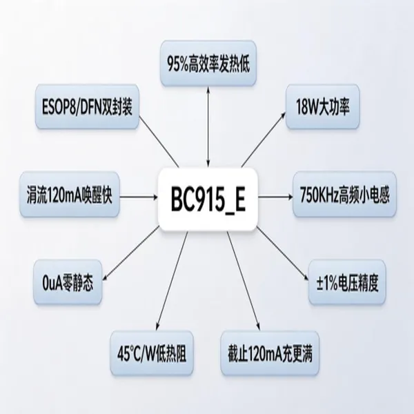 BC915拼对拼替代IP2325|双节串联1.8A锂电池升压充电 IC
