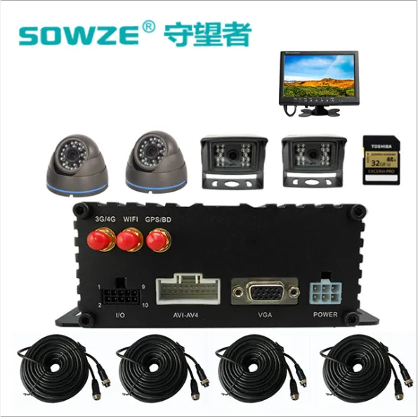 四路车载硬盘录像机套装 北斗/GPS视频车载双模主机支持808协议 守望者车载监控套装