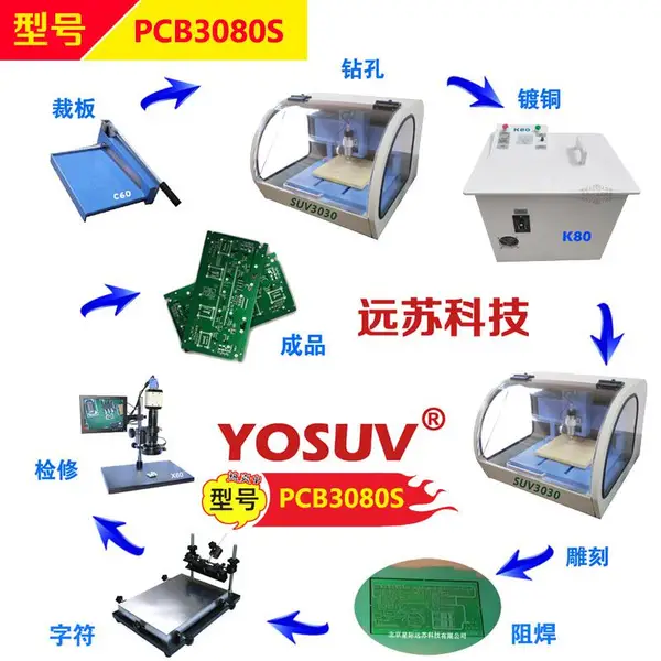 PCB3080S实验室电路板雕刻机套件 快速PCB制板设备 刻板机