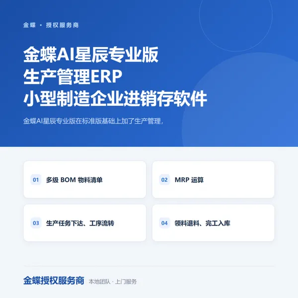 金蝶AI星辰专业版 生产管理ERP 小型制造企业进销存软件