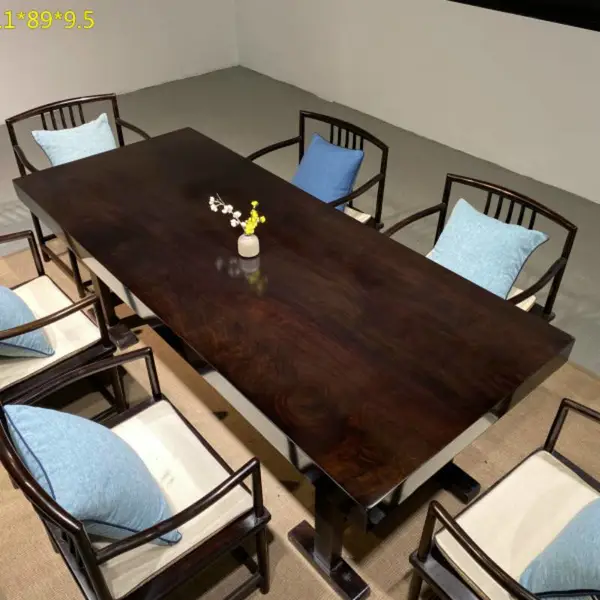 长乐黑檀大板茶台巴花大板实木黑檀大板桌