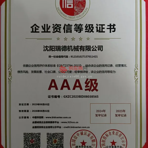 企业资信等级证书