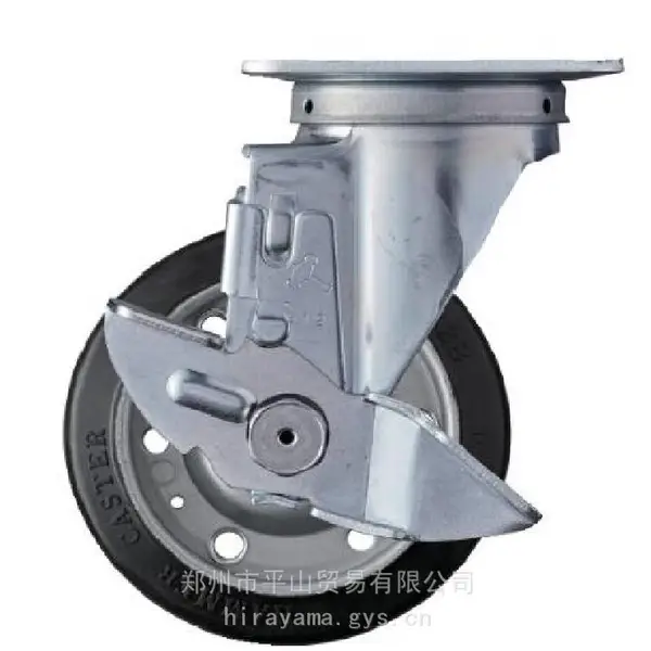 HAMMER锤牌带制动器的板式橡胶脚轮413S-R125载重150kg平山贸易
