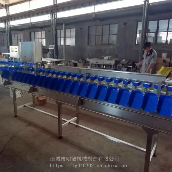 明敏供应自动分拣机 鸡爪重量分选机 托盘式自动称重分选机