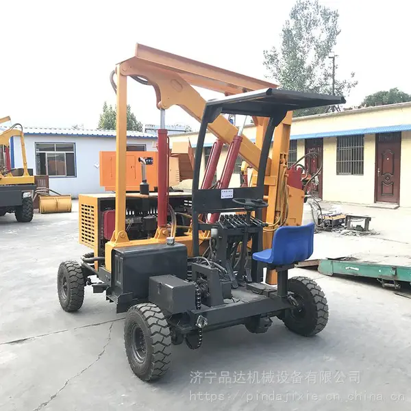 小四轮装载式高速公路护栏打桩机 波形护栏打桩机 小型拔桩一体机