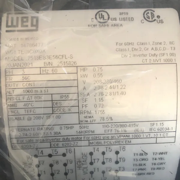 优势供应 WEG Electric Corp 风机 7518ES3E56CFL-S
