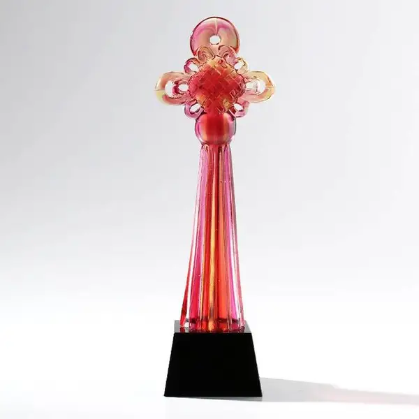 北京古法琉璃奖杯制作 中国结琉璃奖杯 ***喜庆奖杯 广州琉璃奖杯工厂 奖牌