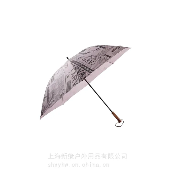 8k手开印花高尔夫雨伞实木手柄长柄晴雨伞超大商务伞