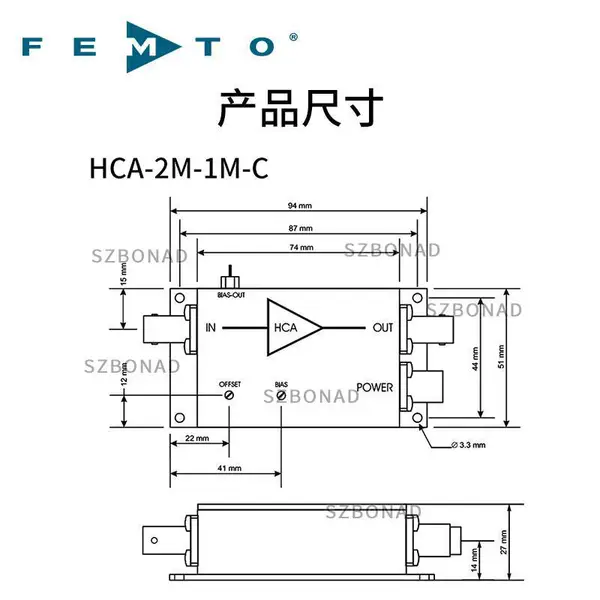 HCA-2M-1M-C德国FEMTO电流放大器 微弱电流检测 提供技术选型