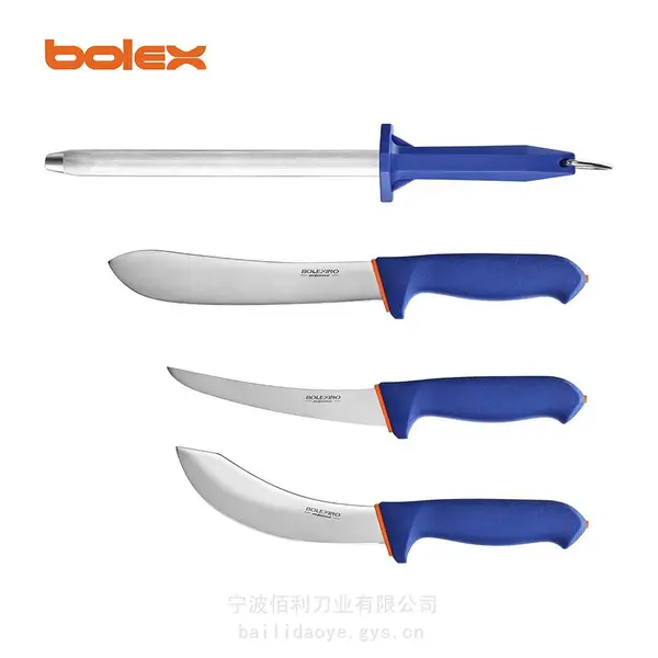 屠夫屠宰刀具套装防滑软柄,德国不锈钢厨师刀套装肉类加工,磨刀棒剔骨剥皮boning skinning butcher knives