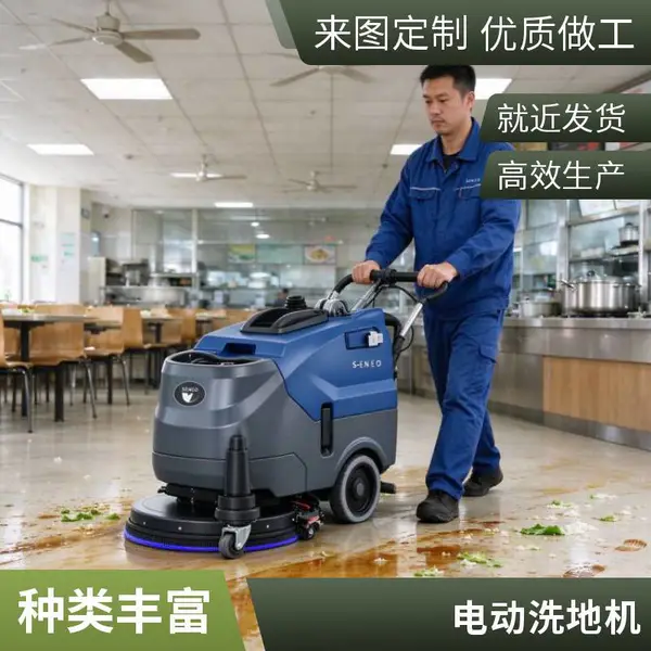大犀手推式洗地机 450型 商超学校食品车间电动洗地吸干地面清洗机器