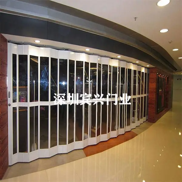 深圳宾兴门业厂家直销水晶折叠门商场铝合金透视防盗门水晶透明电动门快速卷帘