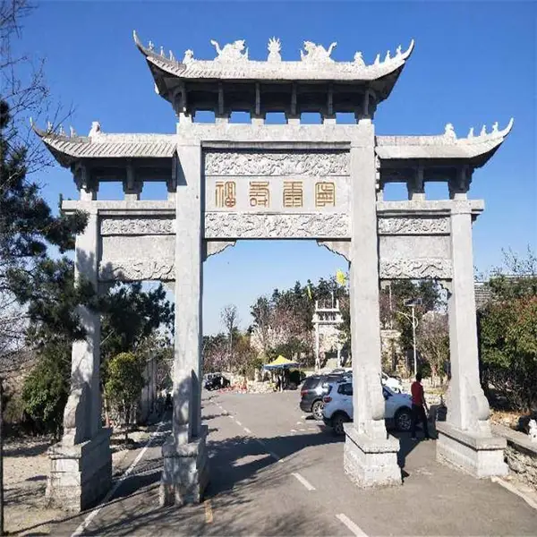 乡村道路入口门楼牌坊的吉祥文化 花岗岩一门石牌坊雕刻厂家