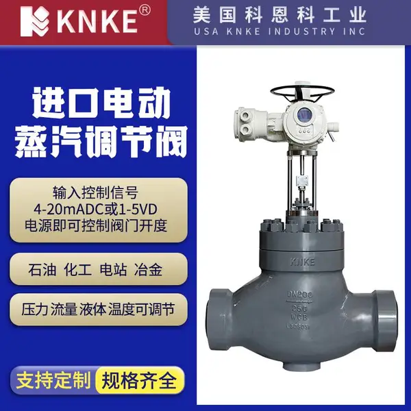 进口电动蒸汽调节阀 驱动器控制 美国KNKE科恩科品牌