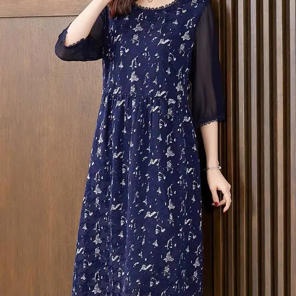 广州品牌女装工厂尾货 中大淑女装 大码连衣裙 妈妈装 库存服装供应