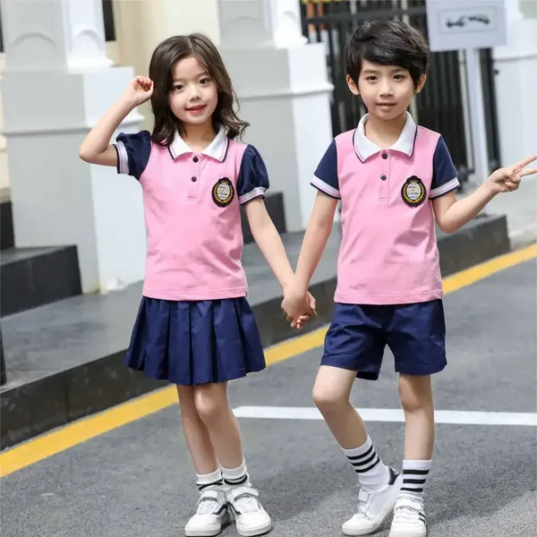 深圳高中学生供应幼儿园校服透气夏季套装儿童深圳心梦缘校服园标