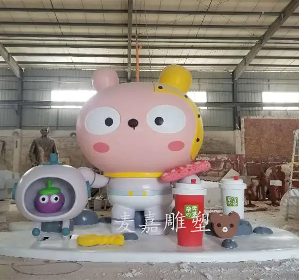大型企业IP形象卡通玻璃钢商场园林社区环境公仔雕塑装饰摆件