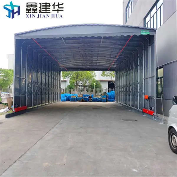 物流园电动仓储棚 拼接移动式活动可收缩篷 地面带轮子推拉雨篷