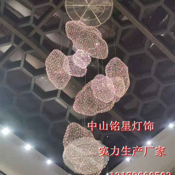 商场中庭美陈吊饰 商业空间空中吊灯 轻盈艺术吊灯 铭星室内灯具非标定制