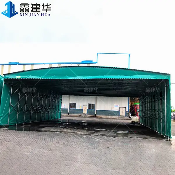 太原清徐有滑槽的电动伸缩雨棚 遮阳施工帐篷尺寸测量方式