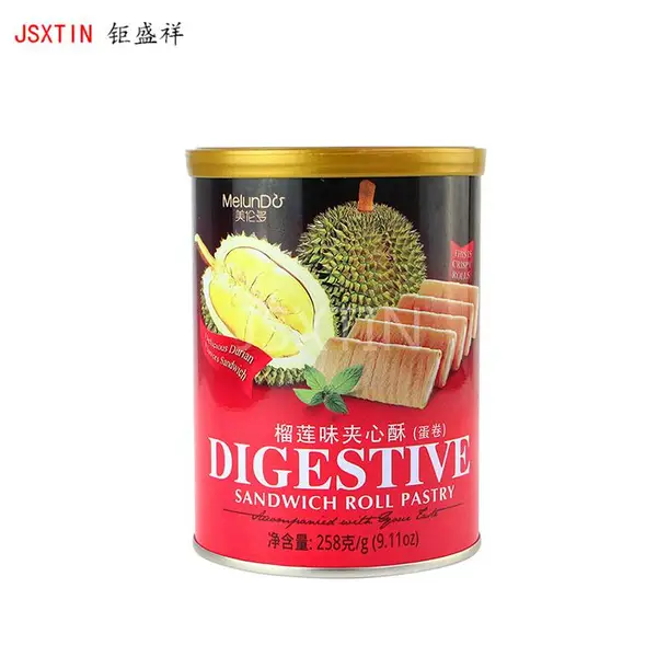 马口铁蛋卷焊接罐定制 圆形胶盖马口铁专版包装罐