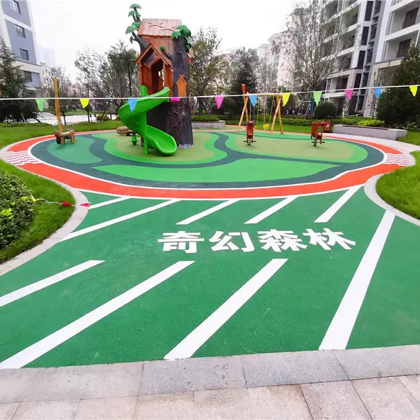 青岛小区游乐场做塑胶地面 配上儿童滑梯成儿童乐园