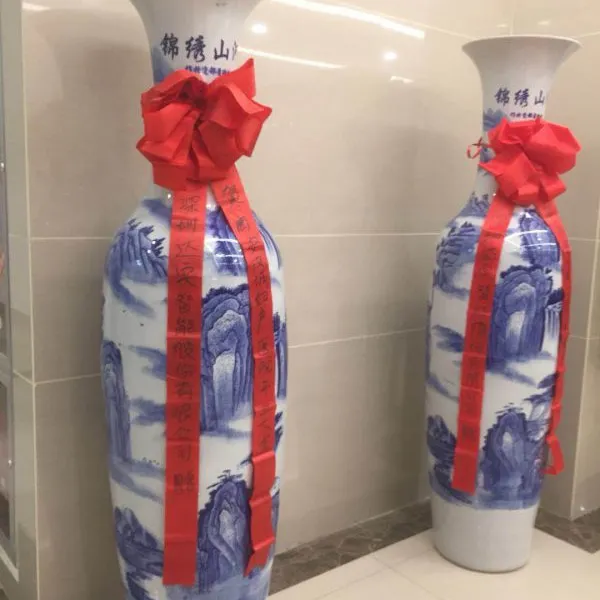 适合开业乔迁送工艺品 陶瓷装饰花瓶 乔迁新居客厅花瓶 大楼竣工花瓶