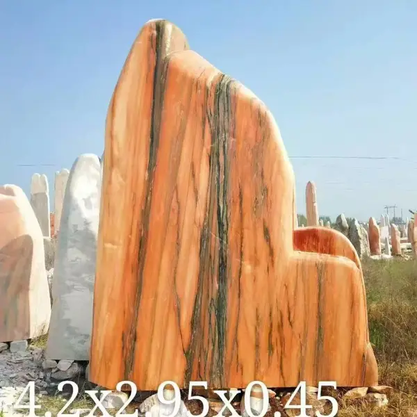 天然晚霞红景观石 大型刻字门牌石 村口企业景区招牌石可定制