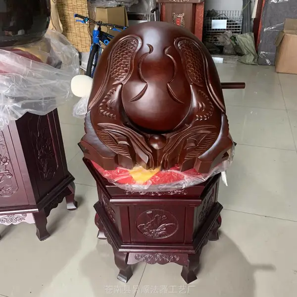 升顺***生产寺庙木雕木鱼 草花梨木雕龙雕木鱼