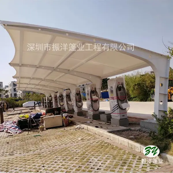 深圳钢结构厂房材料,结构设计膜结构景观停车棚生产厂家