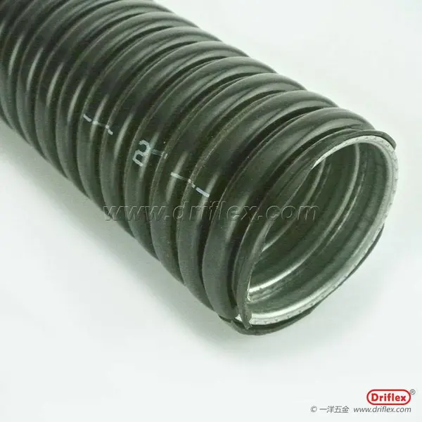 包塑波浪金属软管镀锌钢带+PVC包塑黑色内径12-100mm