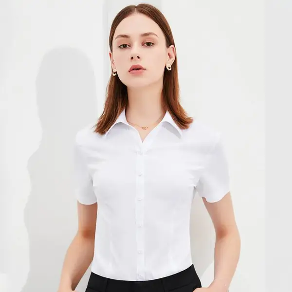 竹纤维80S女款短袖衬衫 企业工作服 支持量体定制 面料可选