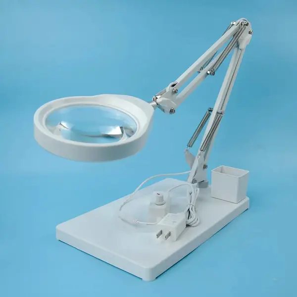 Lente Illuminata PDOK 127mm 10x HD Braccio Orientabile LED 10W Regolabile Base Quadrata B/N Strumento per Saldat