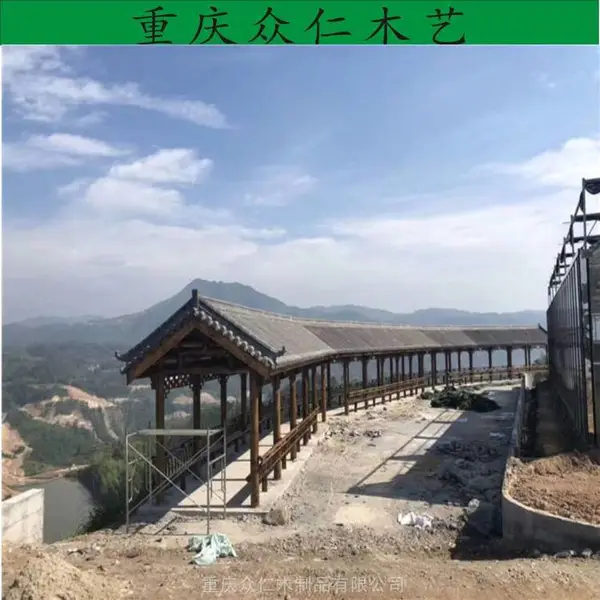 芬兰木景区实木彩绘长廊 樟子松仿古廊桥设计安装 众仁木艺