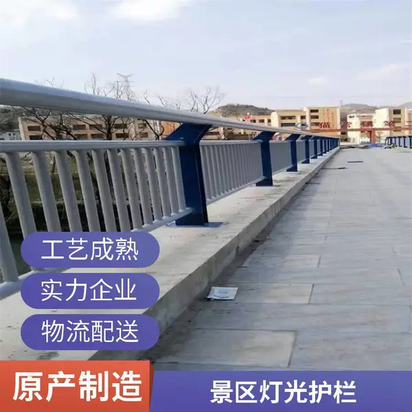 厂家供应 Q235桥梁道路加厚防撞护栏 不锈钢河堤桥面景观灯光栏杆