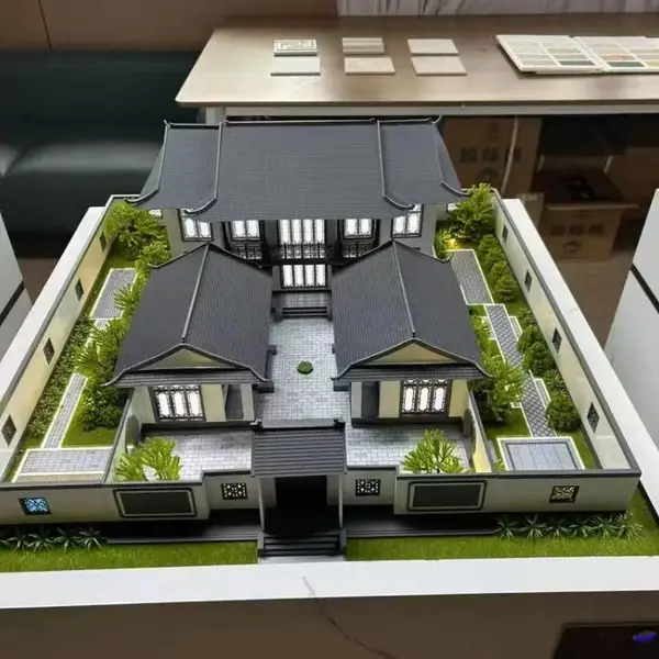 新中式合院自建别墅沙盘宅基地效果展示模型