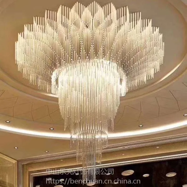 酒店大堂大型水晶吊灯非标定制工程灯具