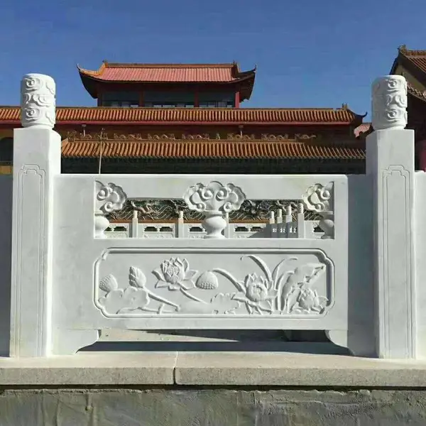 供应重庆市草白玉石栏杆河道石栏杆桥梁石护栏-曲阳县聚隆园林雕塑有限公司