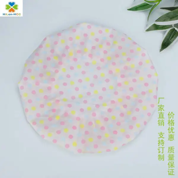 厂家生产防水浴帽 波点防水浴帽 厨房防油烟帽可定制logo