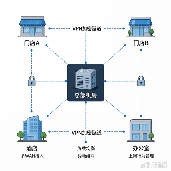 企业共享上网一体机 多 WAN 口安全网关 VPN 异地组网路由