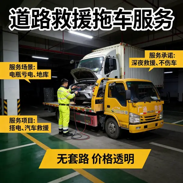 广州24小时汽车救援公司推荐,深圳车辆救援搭电换胎拖车||广通畅汽车救援一站式服务电话